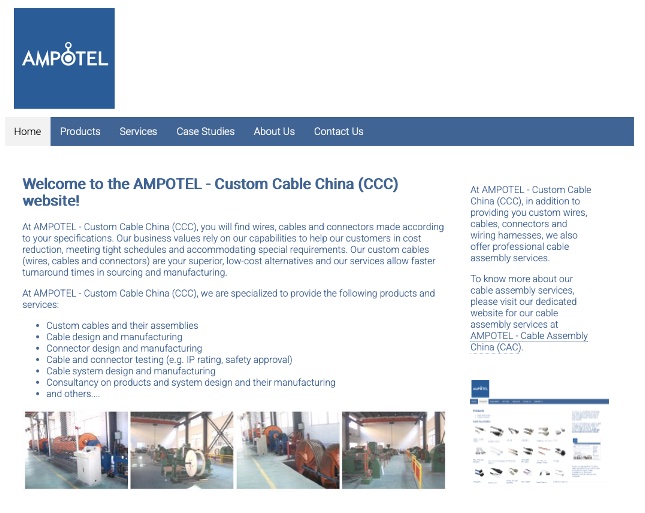 AMPOTEL - Custom Cable China (CCC) website